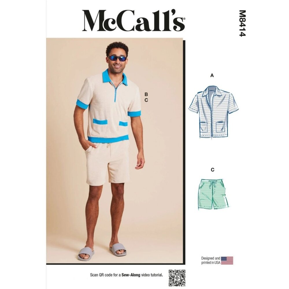 Mens Terry Cloth Lounge Set Sewing Pattern R11880 McCalls‎ Size 34-42